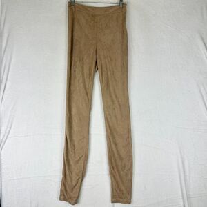 House of CB Kaman Faux Suede Pants Size Medium Side Zip Stretch High Rise
